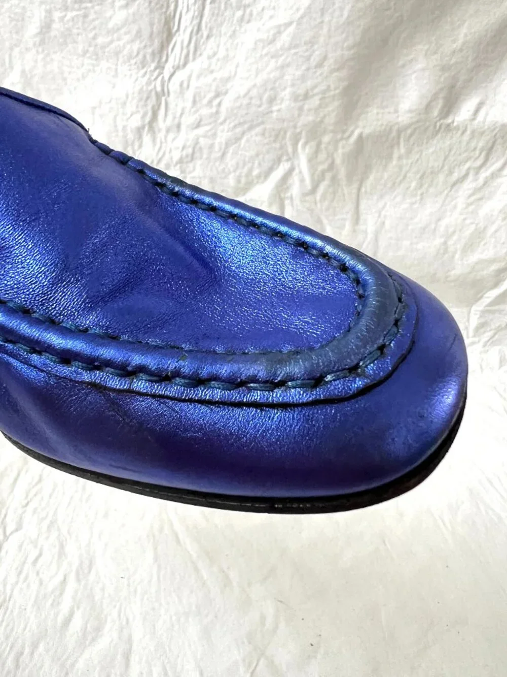 Bruno Magli loafers metallic blue leather EU 39 US womens 9 slip on shoes